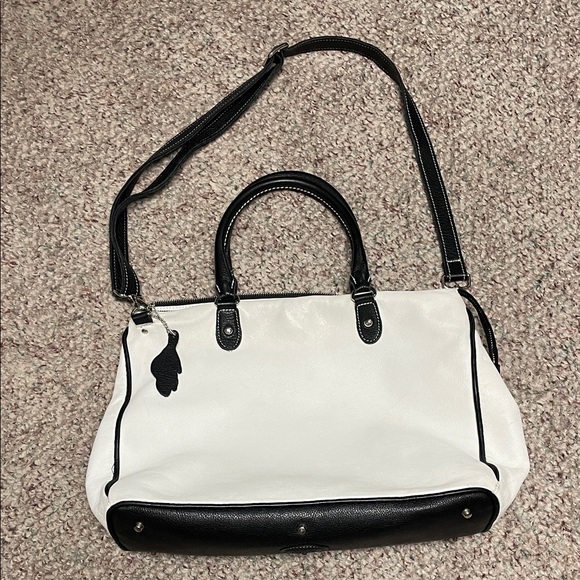 Roots Handbags - Roots leather xl Two-Tone White and Black Women’s Shoulder/crossbody Bag